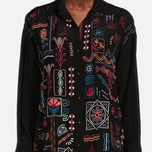 Johnny Was Black Campo Embroidered Silk